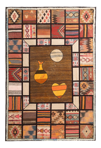 Patchwork Rug 135x200cm - Perserteppich Wollteppich