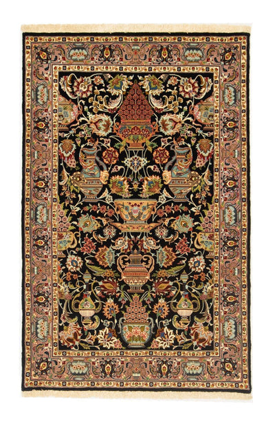Qom Rug 102x156cm - Persian Rugs - black