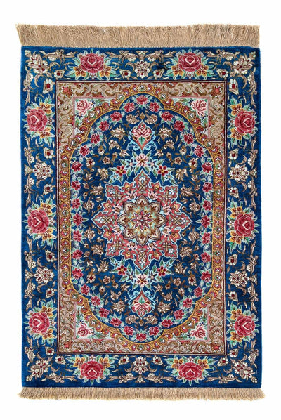 Qom Rug 55x80cm - Persian Rugs - dark blue