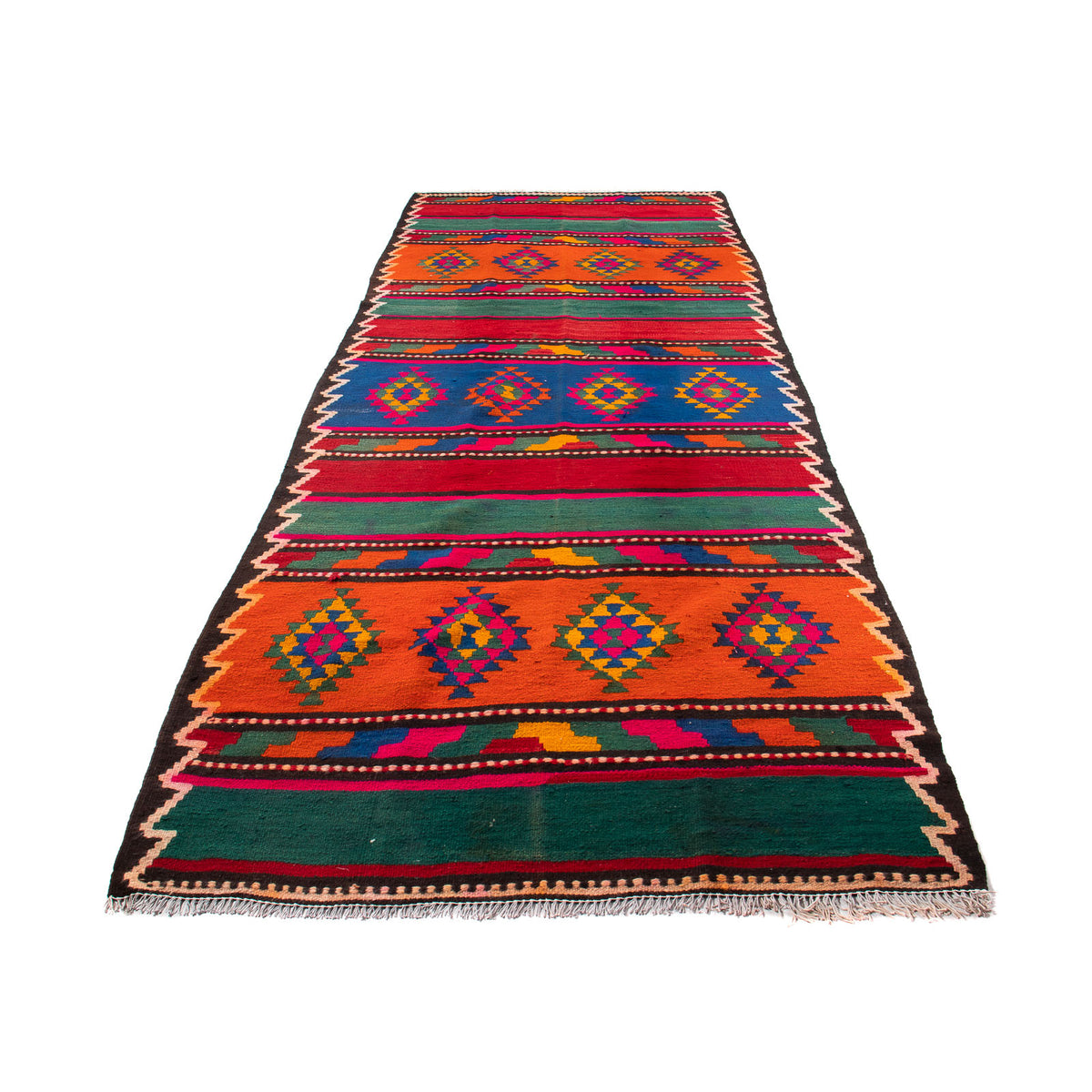 Runner Kelim Rug - Old - 360 x 150 cm - multicolored