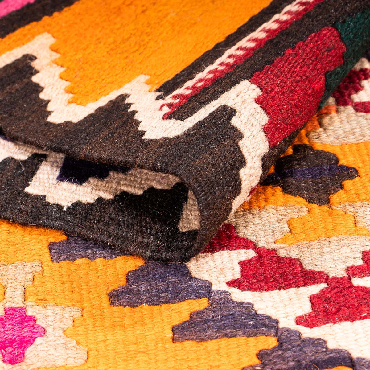 Runner Kelim Rug - Old - 355 x 150 cm - multicolored