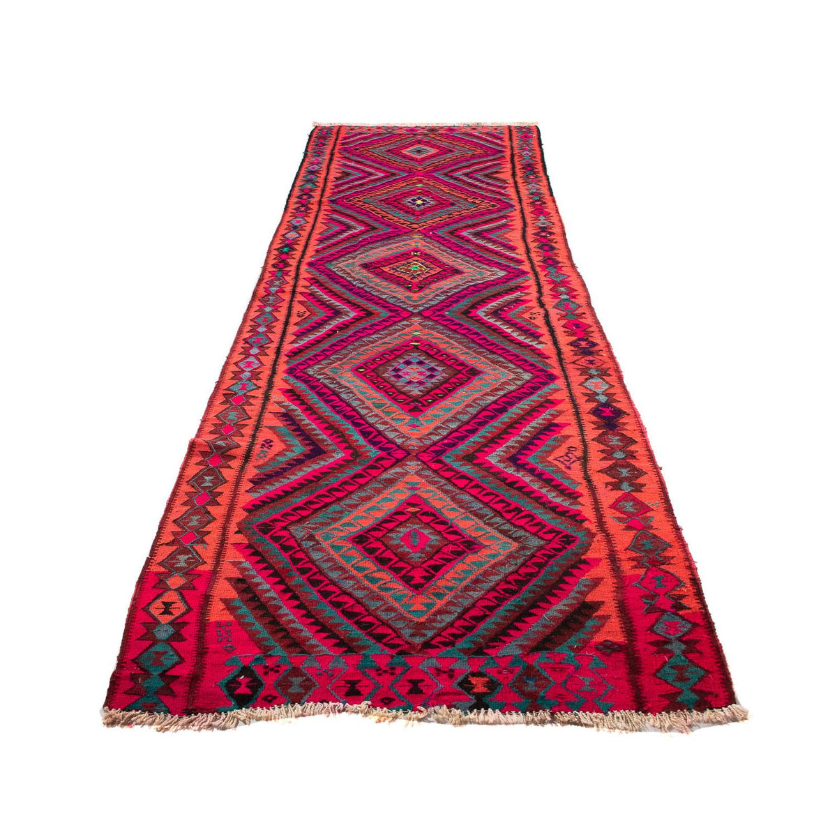 Runner Kelim Rug - Old - 380 x 120 cm - multicolored