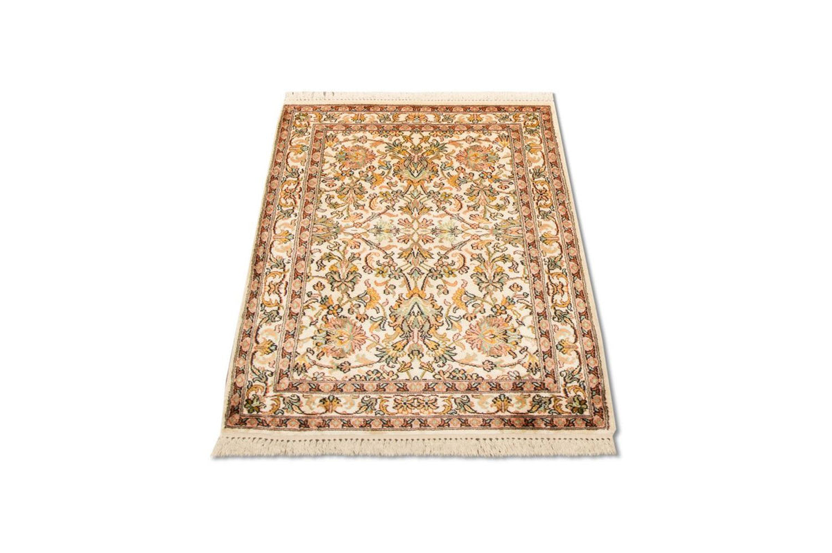 Silk Rug - Kashmir Silk - 95 x 62 cm - beige