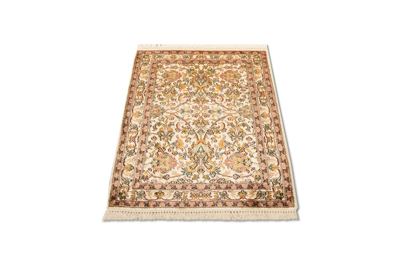 Silk Rug - Kashmir Silk - 95 x 62 cm - beige