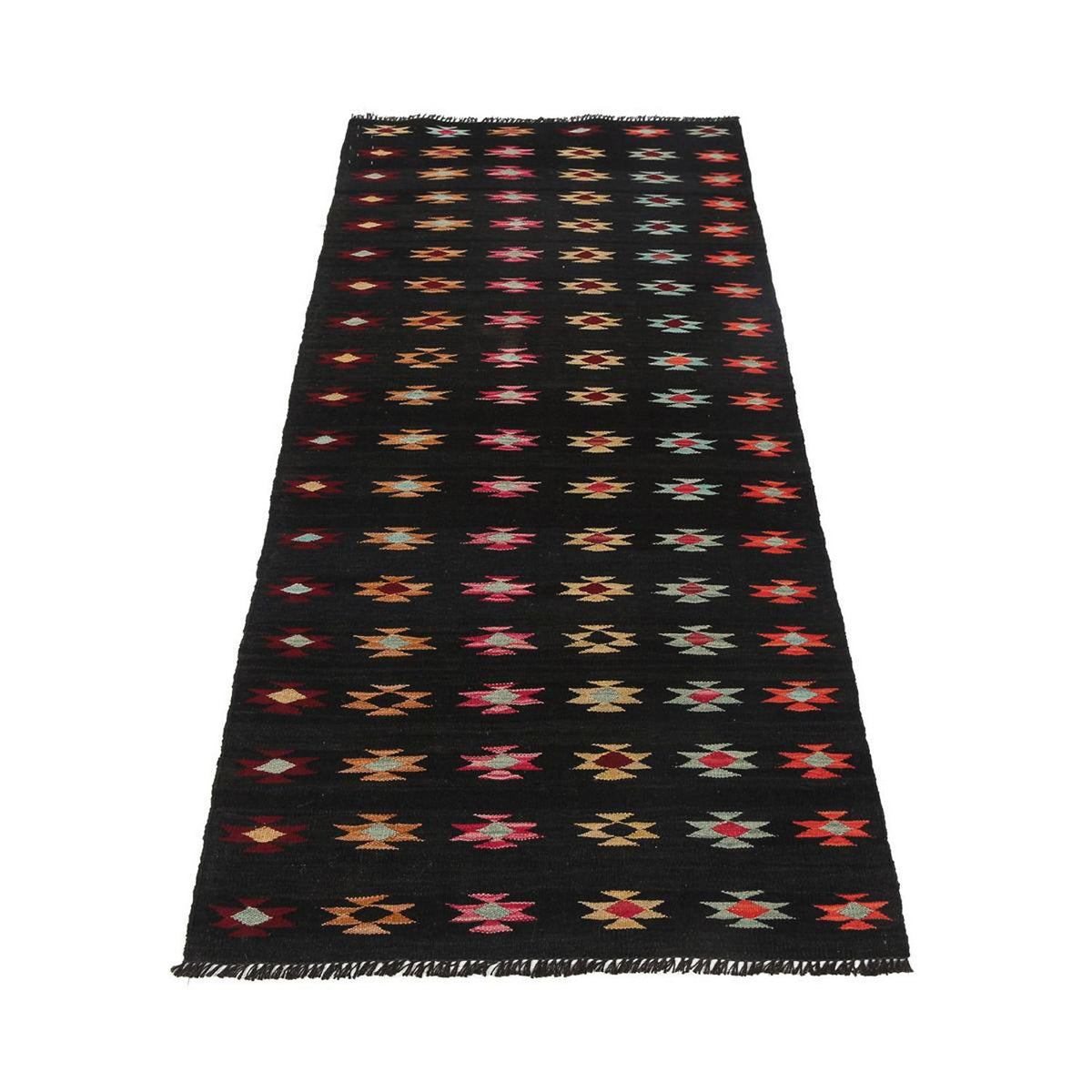 Runner Kelim Rug - Splash - 195 x 85 cm - black