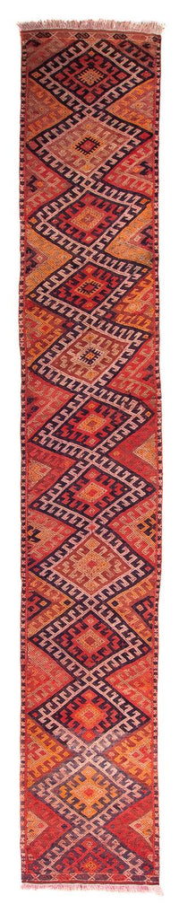 Runner Kelim Rug - Old - 380 x 75 cm - multicolored