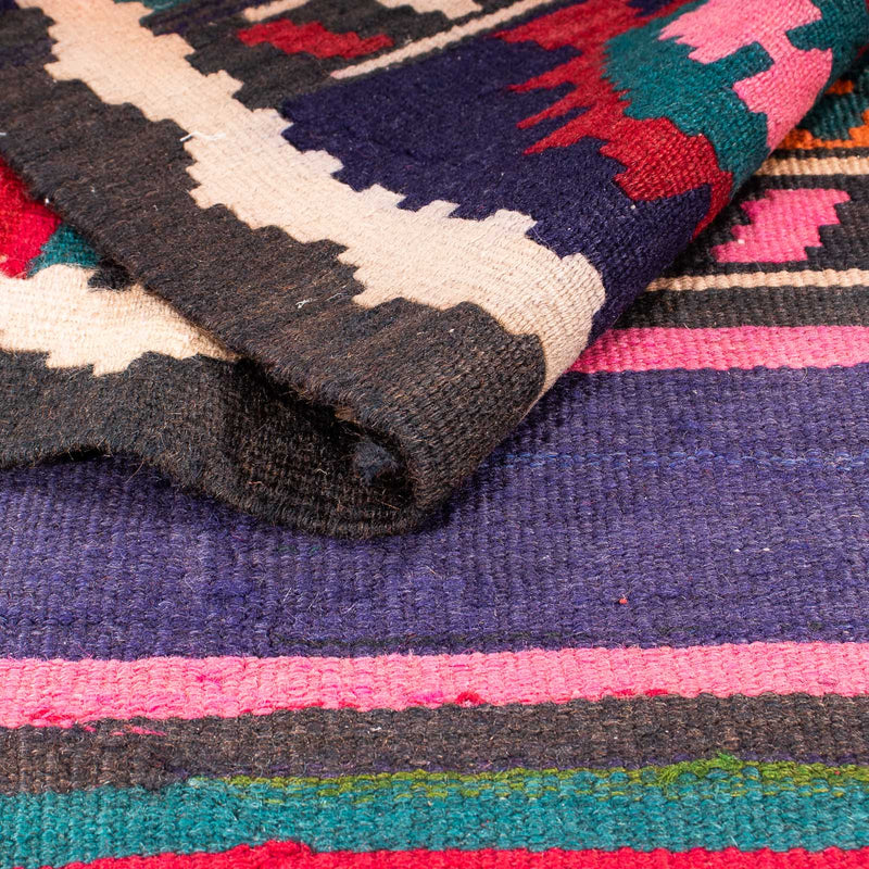 Runner Kelim Rug - Old - 370 x 145 cm - multicolored