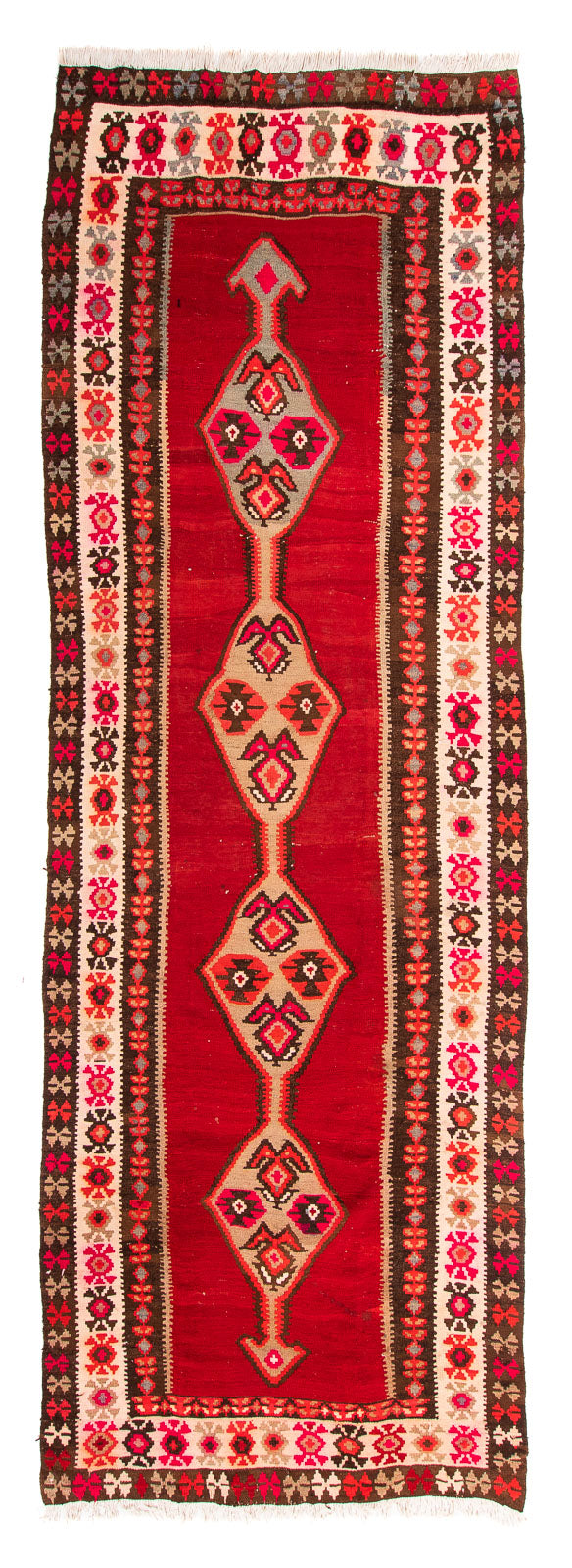 Runner Kelim Rug - Old - 380 x 150 cm - multicolored