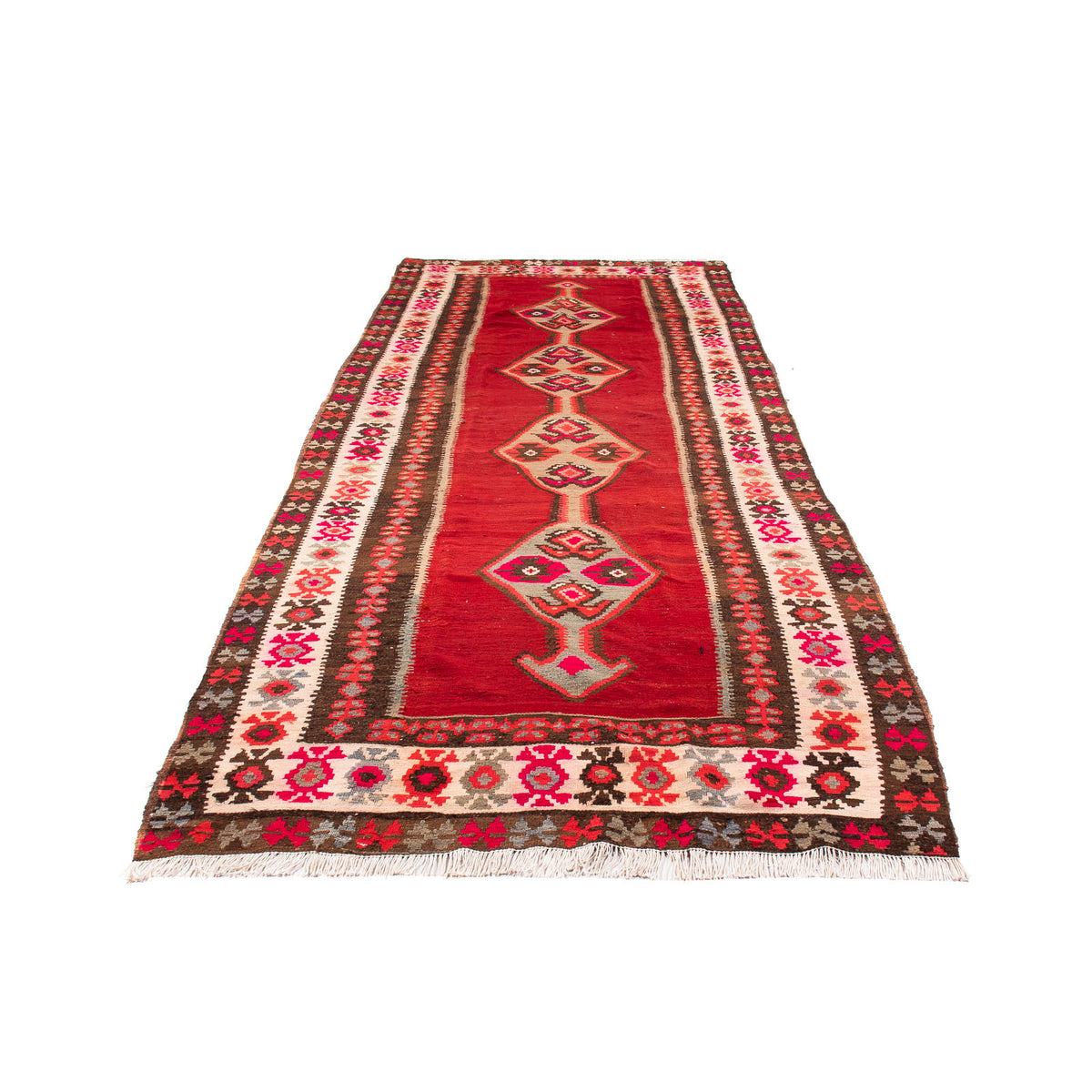 Runner Kelim Rug - Old - 380 x 150 cm - multicolored