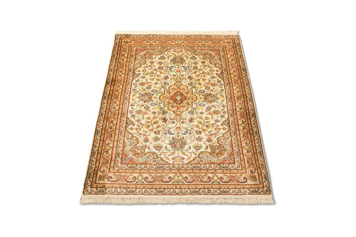Silk Rug - Kashmir Silk - 123 x 79 cm - beige