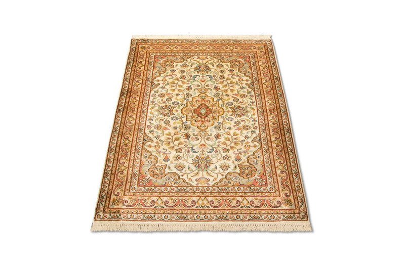 Silk Rug - Kashmir Silk - 123 x 79 cm - beige