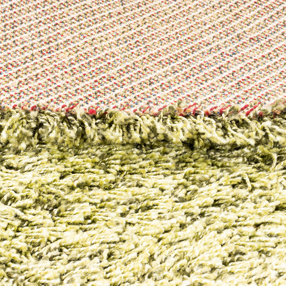 High-Pile Rug round  - 200 x 200 cm - olive green
