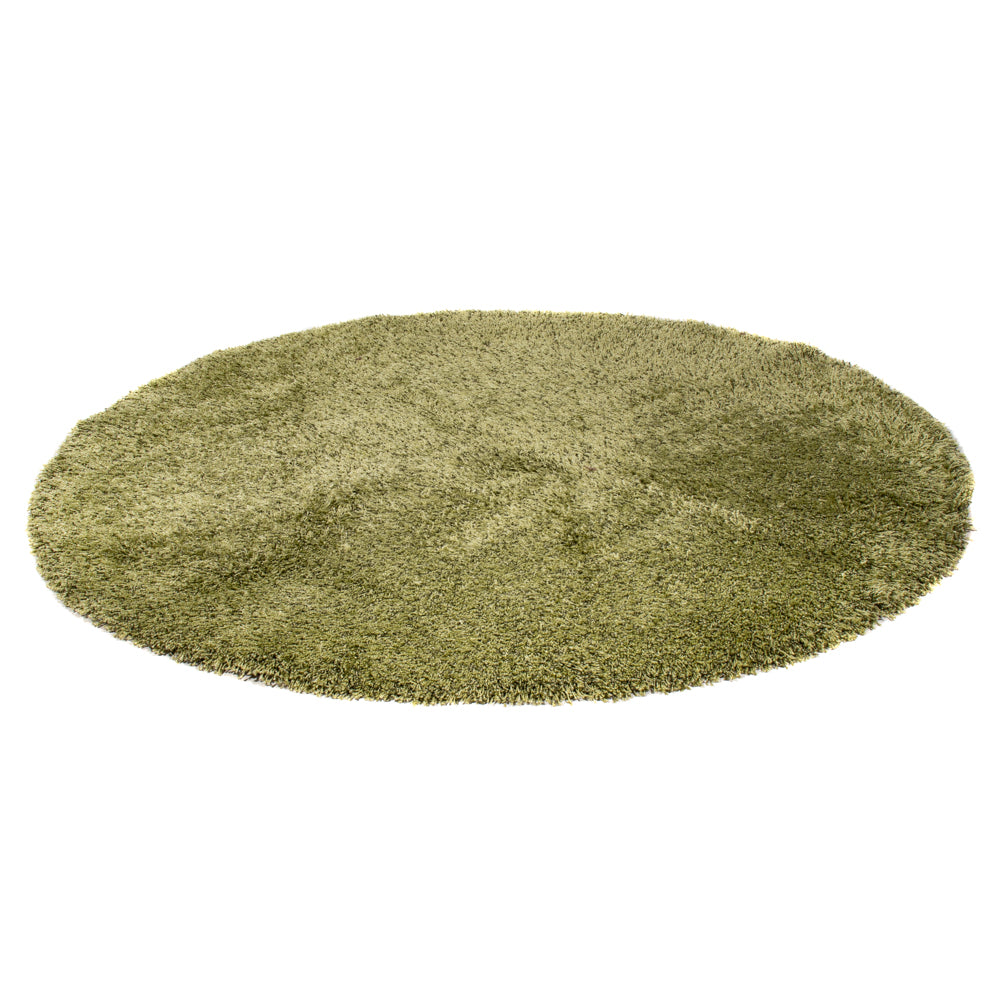 High-Pile Rug round  - 200 x 200 cm - olive green