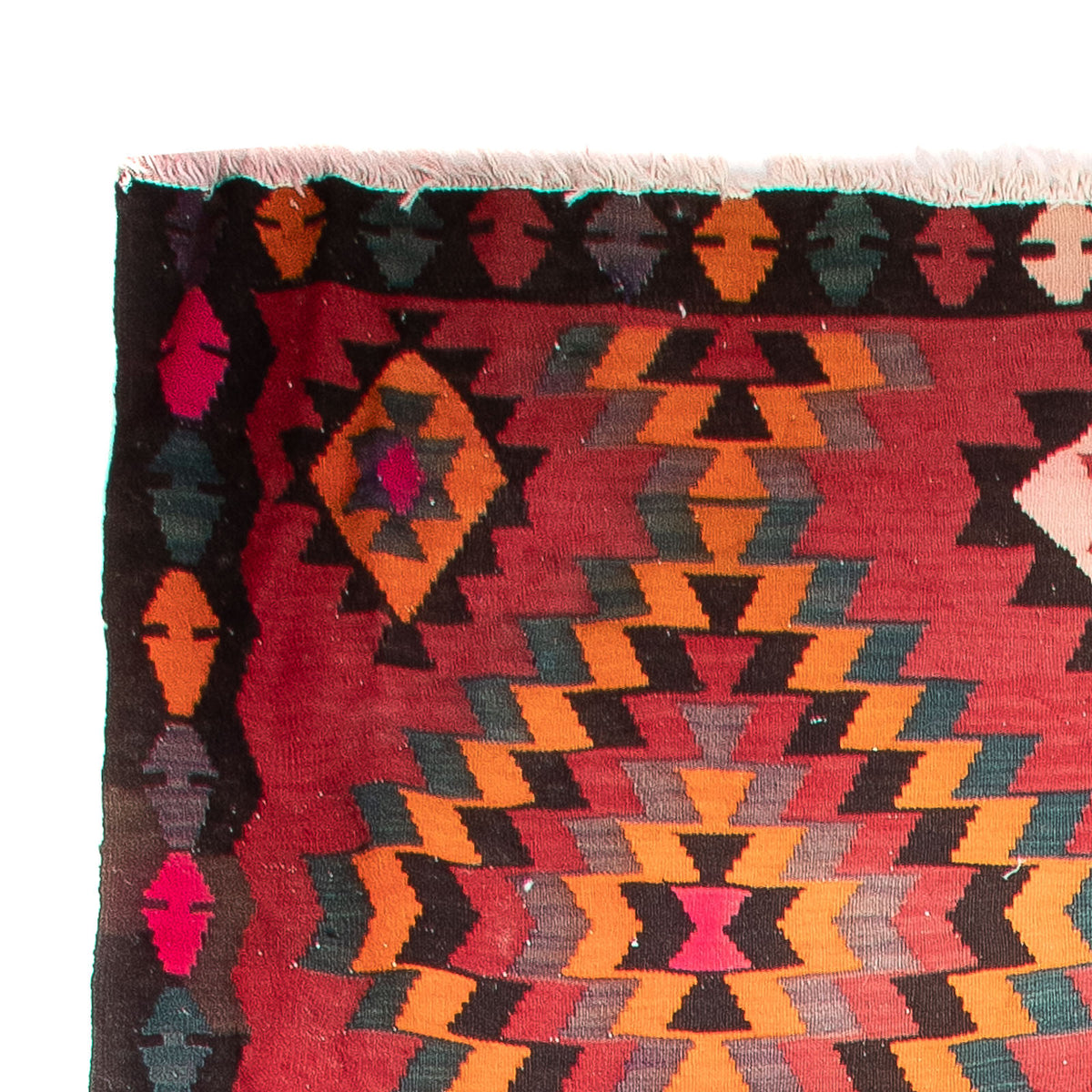 Runner Kelim Rug - Old - 430 x 210 cm - red