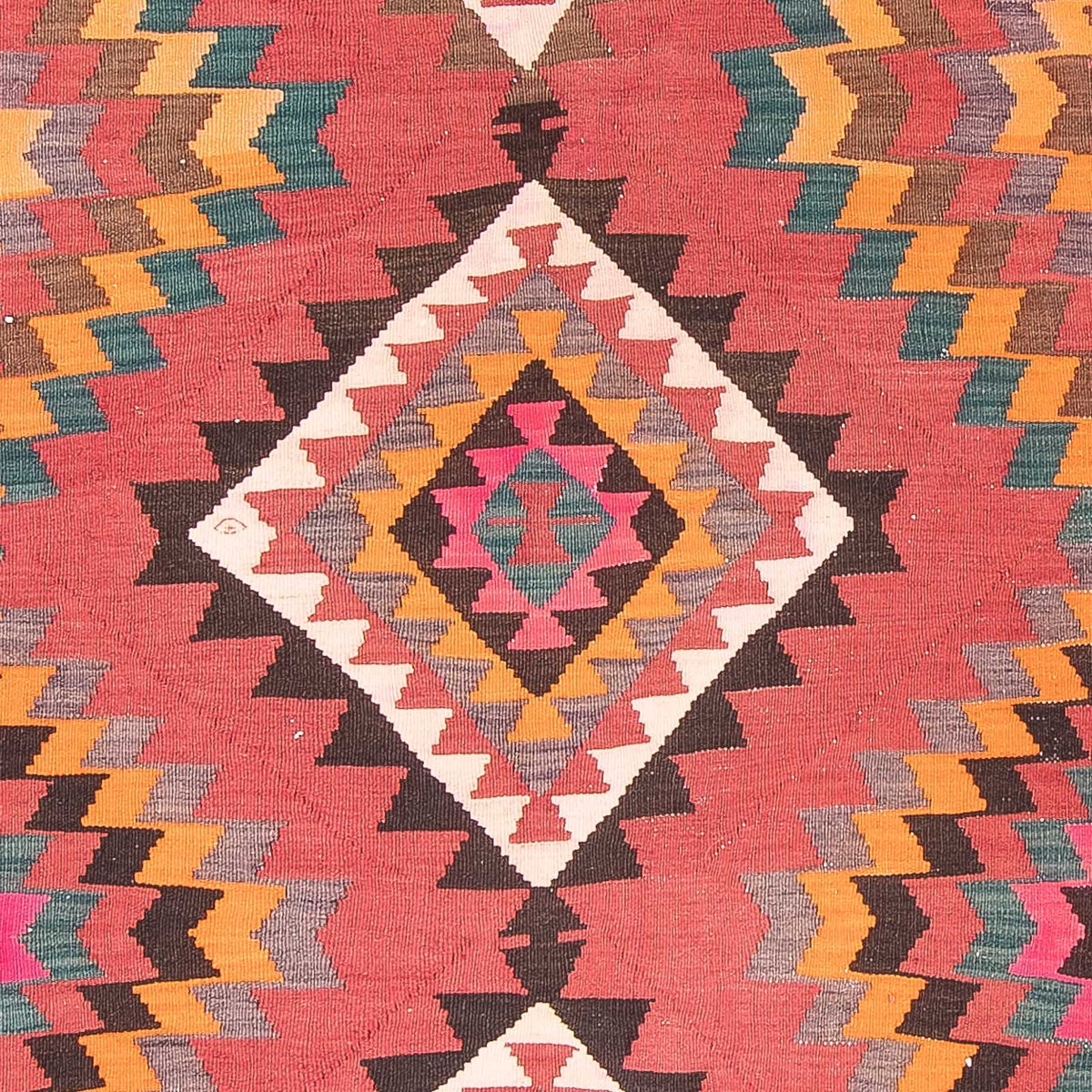 Runner Kelim Rug - Old - 430 x 210 cm - red