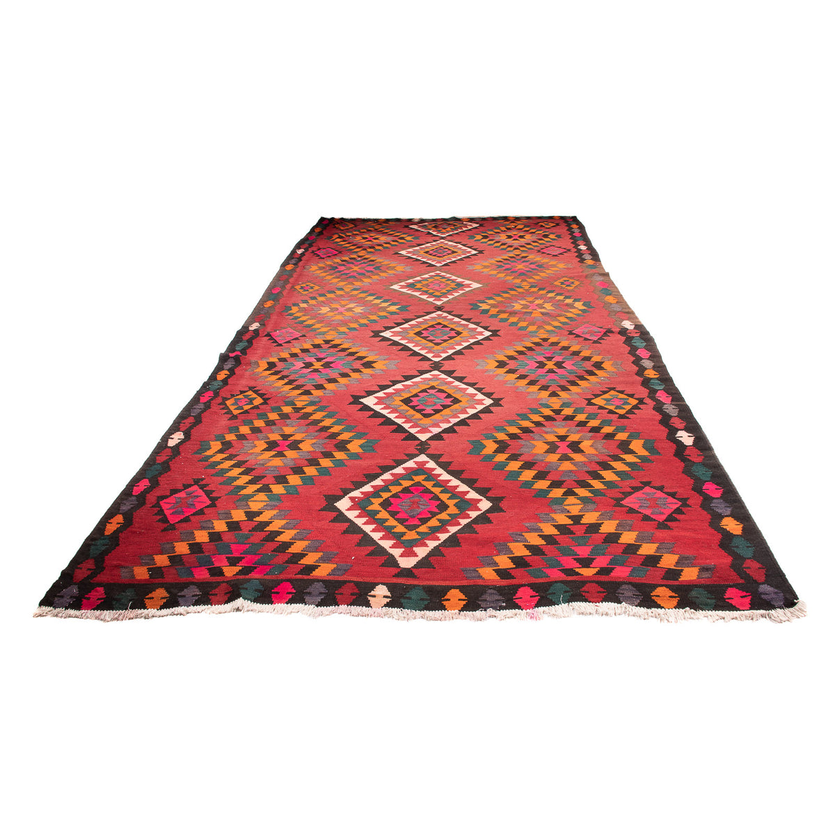 Runner Kelim Rug - Old - 430 x 210 cm - red
