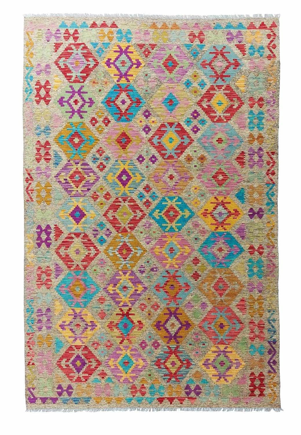 Kelim Rug - Splash - 294 x 199 cm - multicolored