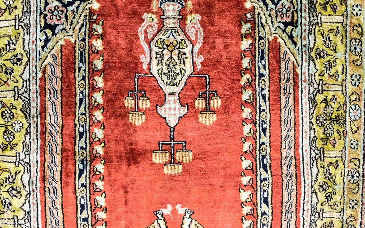 Silk Rug - Kayseri - 137 x 77 cm - red