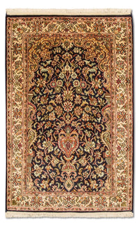 Silk Rug - Kashmir Silk - 94 x 60 cm - dark blue