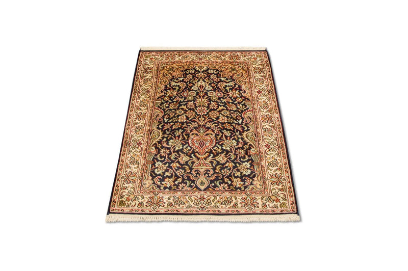 Silk Rug - Kashmir Silk - 94 x 60 cm - dark blue