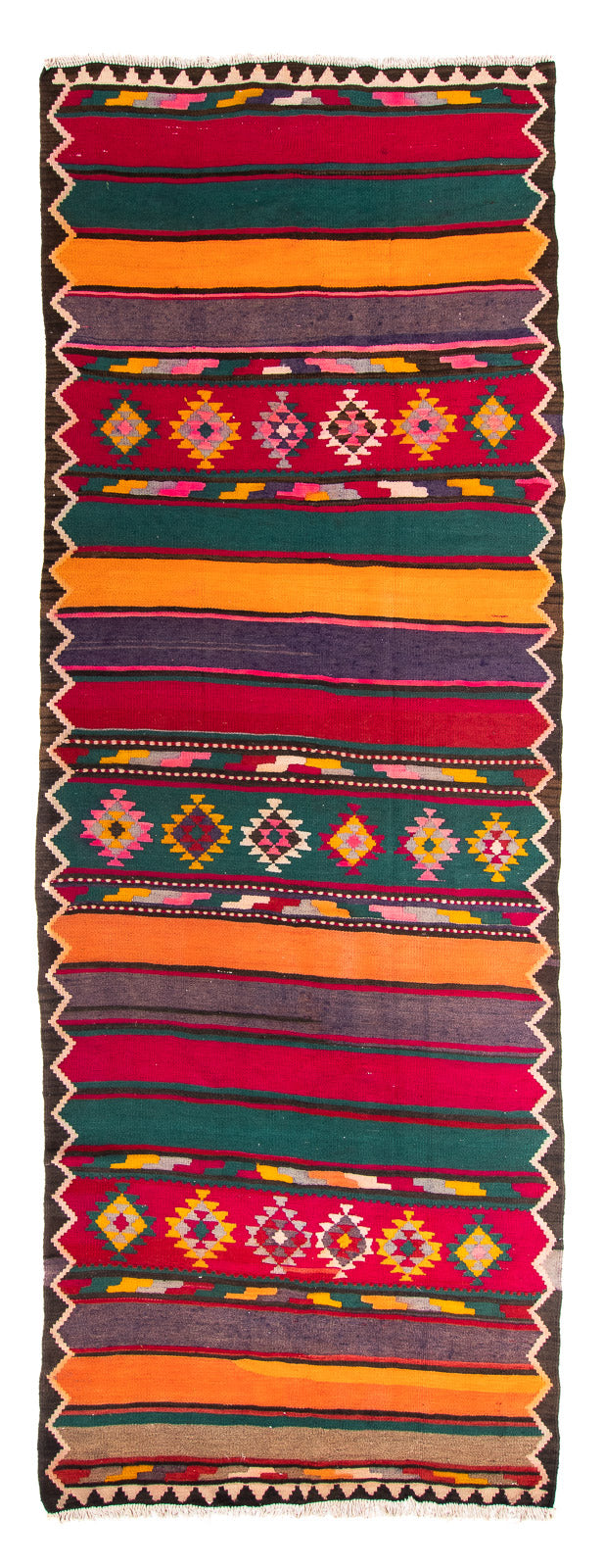 Runner Kelim Rug - Old - 365 x 130 cm - multicolored