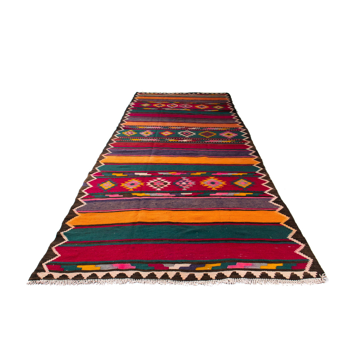 Runner Kelim Rug - Old - 365 x 130 cm - multicolored