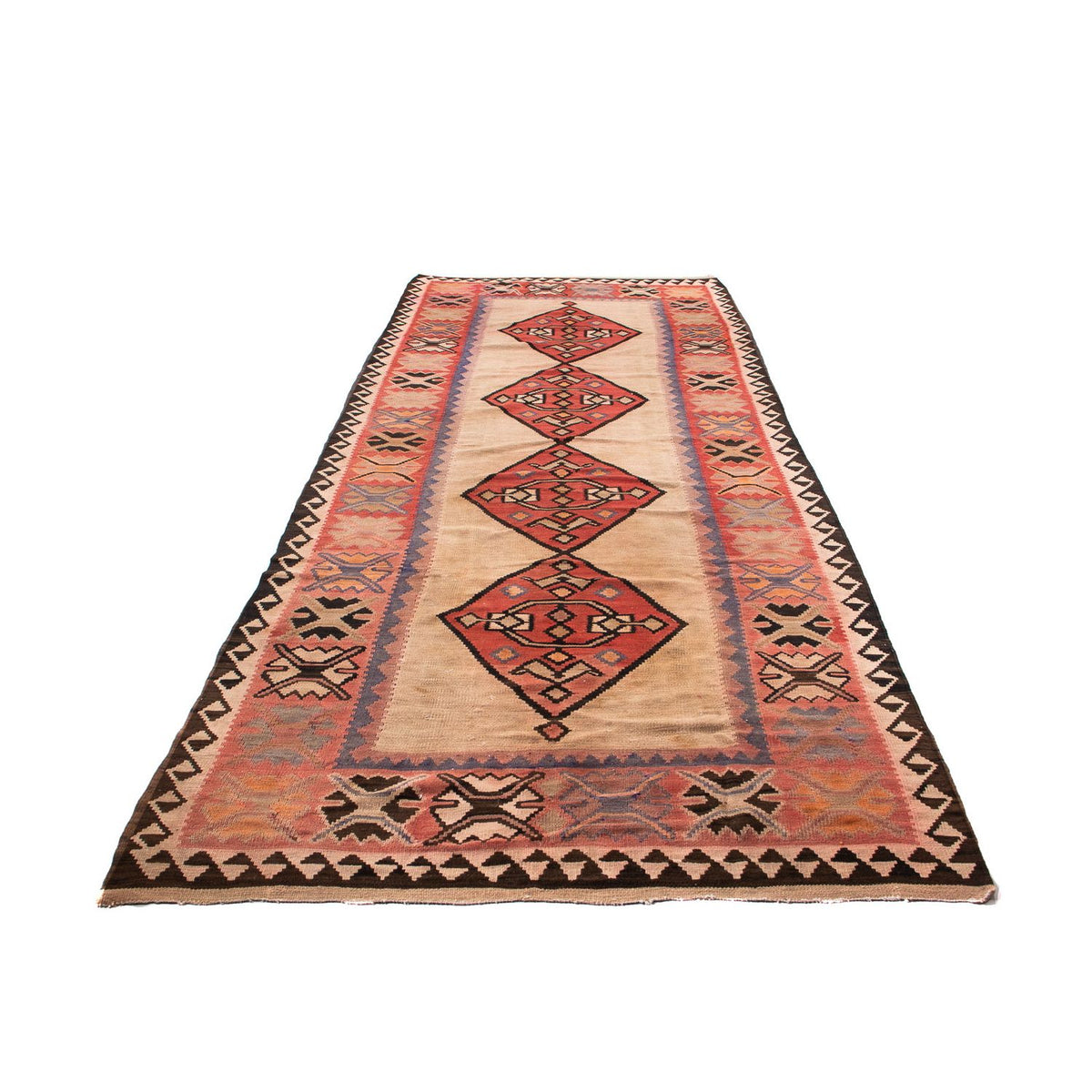 Runner Kelim Rug - Old - 360 x 155 cm - multicolored
