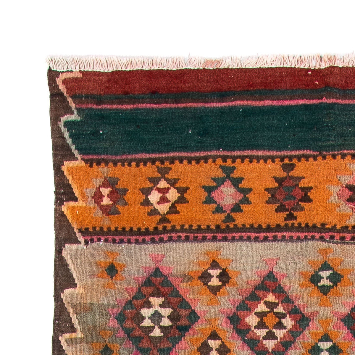 Runner Kelim Rug - Old - 370 x 145 cm - multicolored