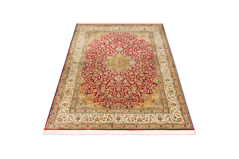 Silk Rug - Kashmir Silk - 216 x 153 cm - red