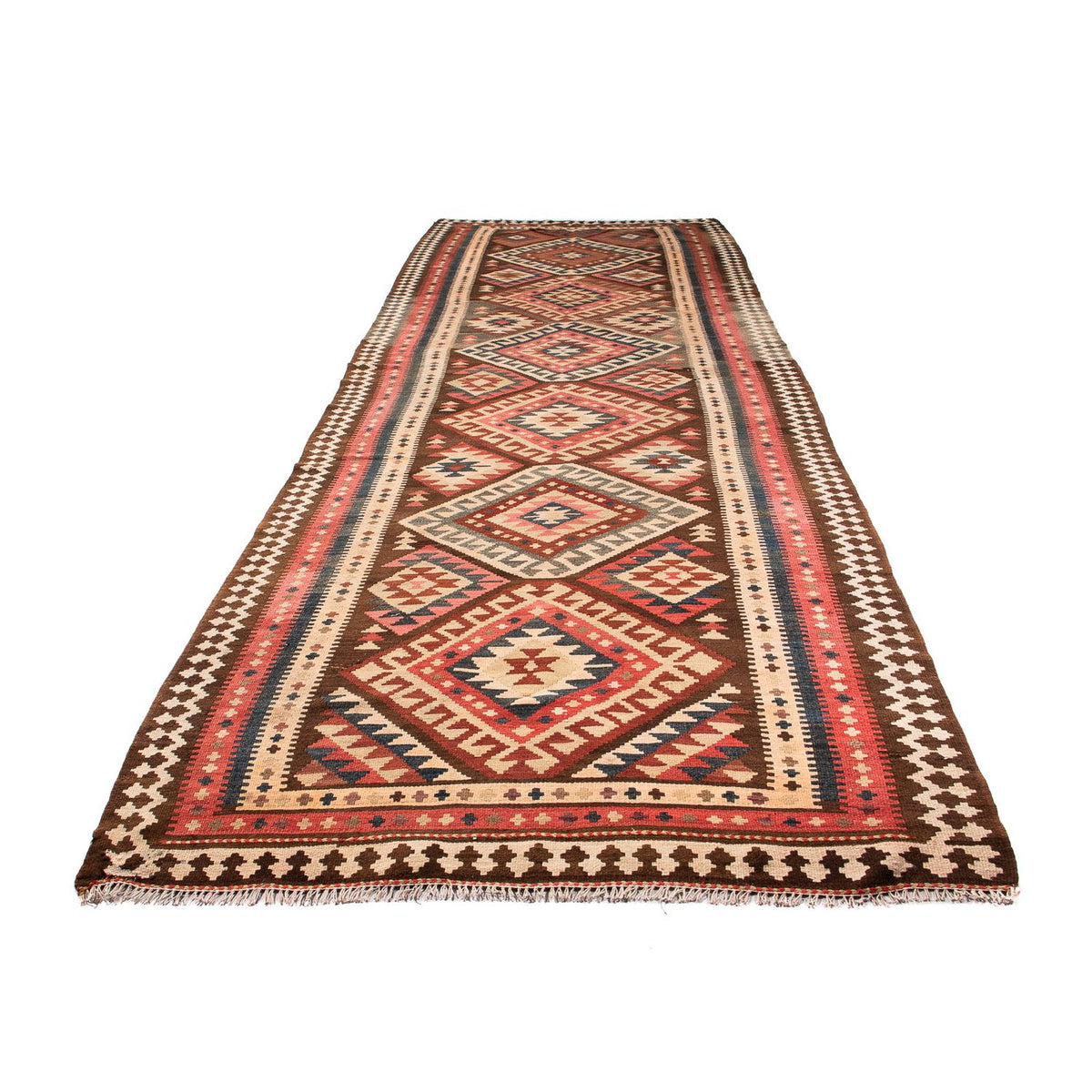 Runner Kelim Rug - Old - 402 x 135 cm - multicolored