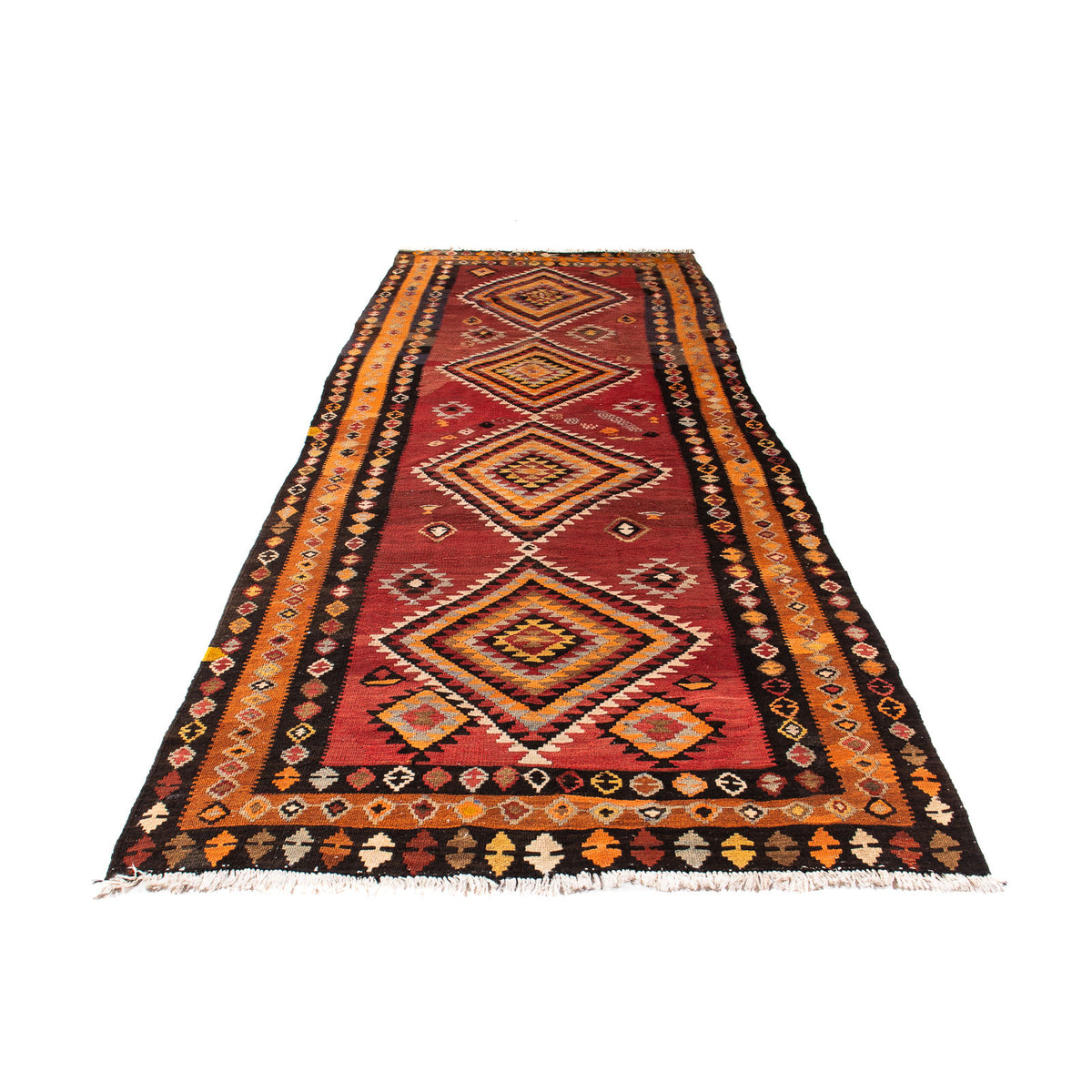 Runner Kelim Rug - Old - 320 x 125 cm - multicolored