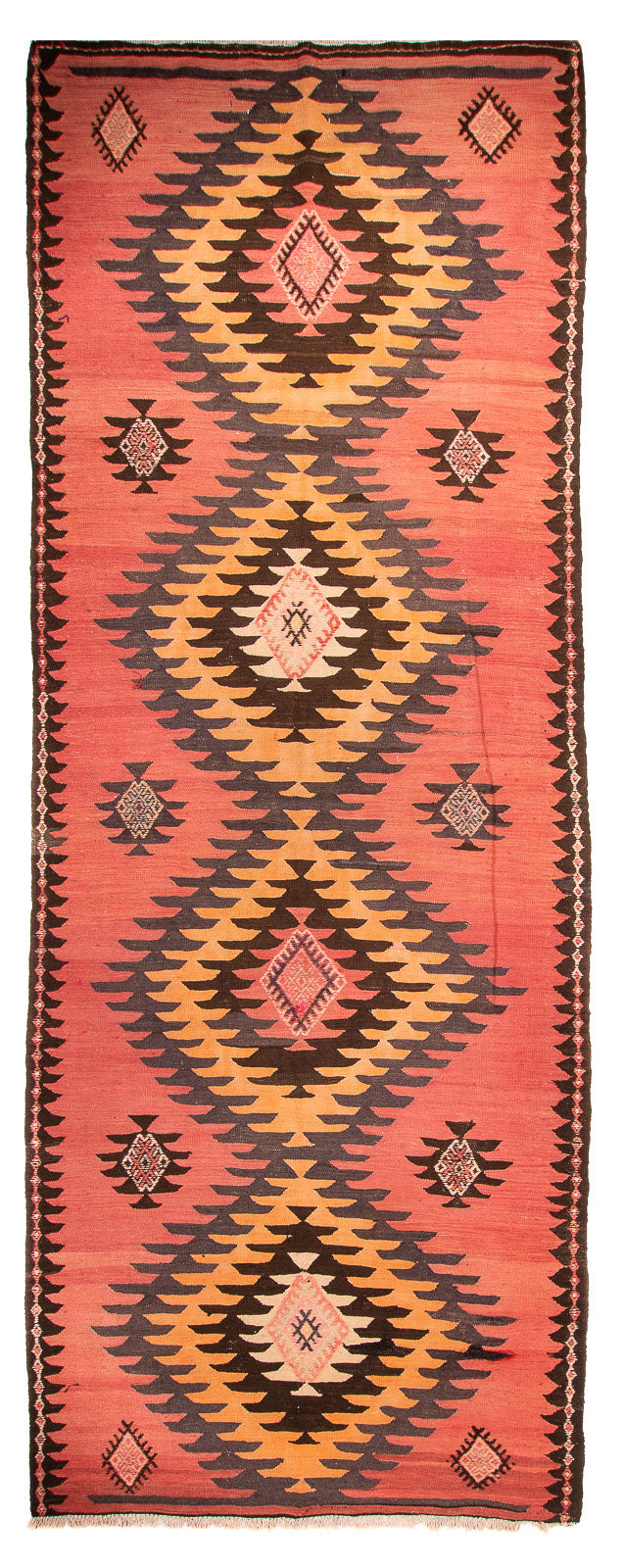 Runner Kelim Rug - Old - 410 x 160 cm - rust