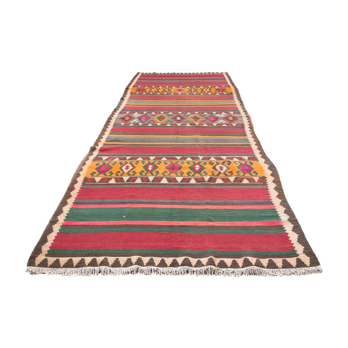 Runner Kelim Rug - Old - 400 x 142 cm - multicolored
