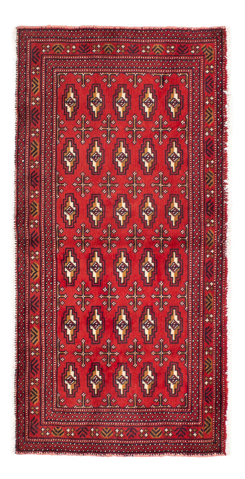 Runner Turkaman Rug - 100 x 50 cm - dark red