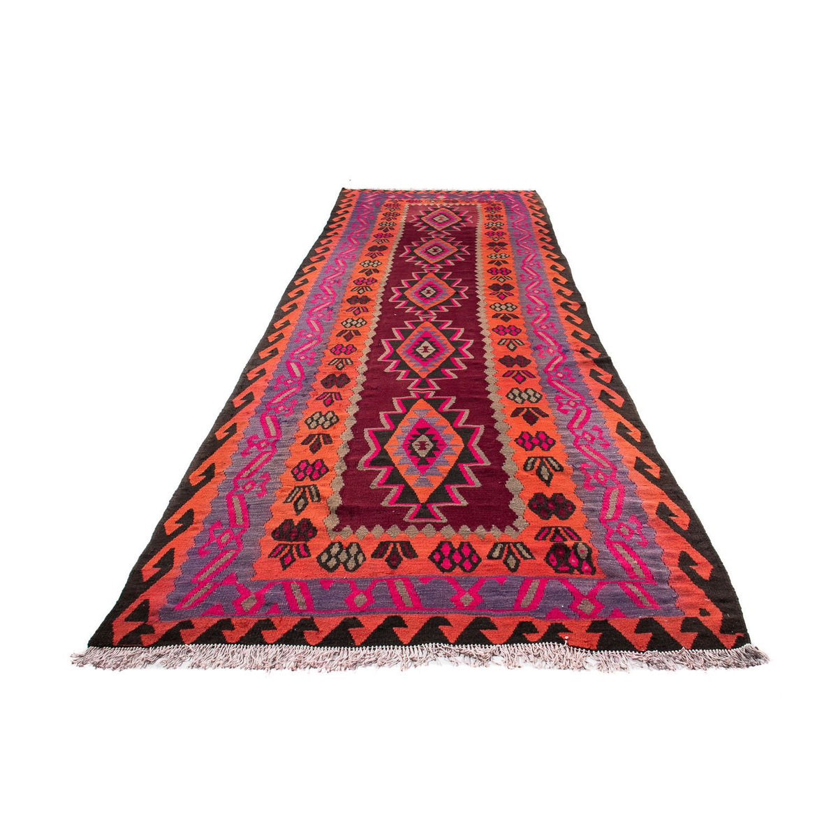 Runner Kelim Rug - Old - 390 x 141 cm - multicolored