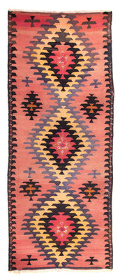 Runner Kelim Rug - Old - 405 x 150 cm - light red