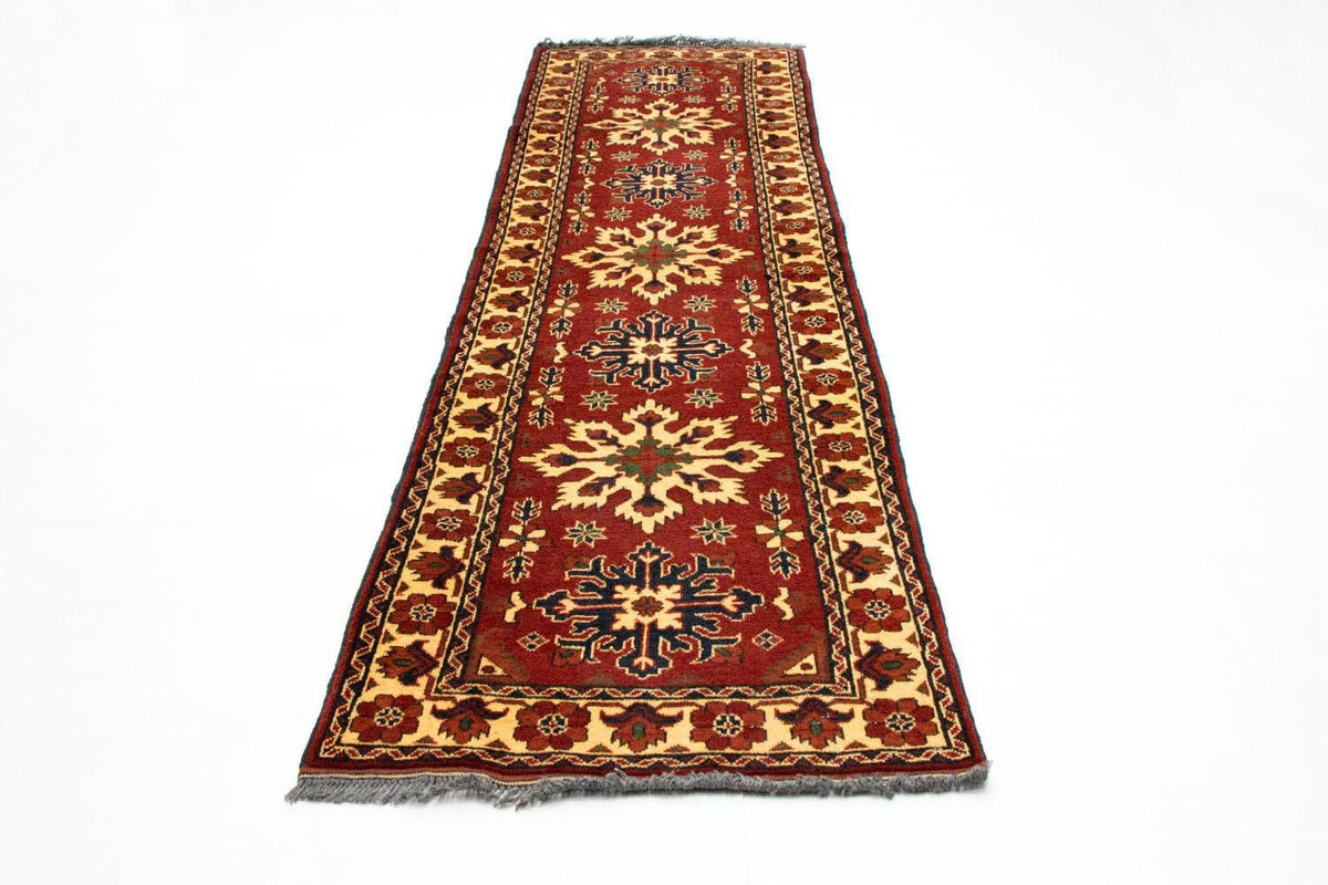 Runner Afghan Rug - Hatschlu - 297 x 84 cm - red