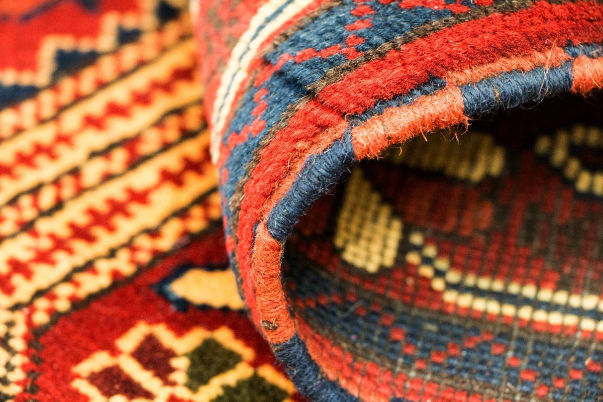 Runner Afghan Rug - Hatschlu - 307 x 83 cm - red