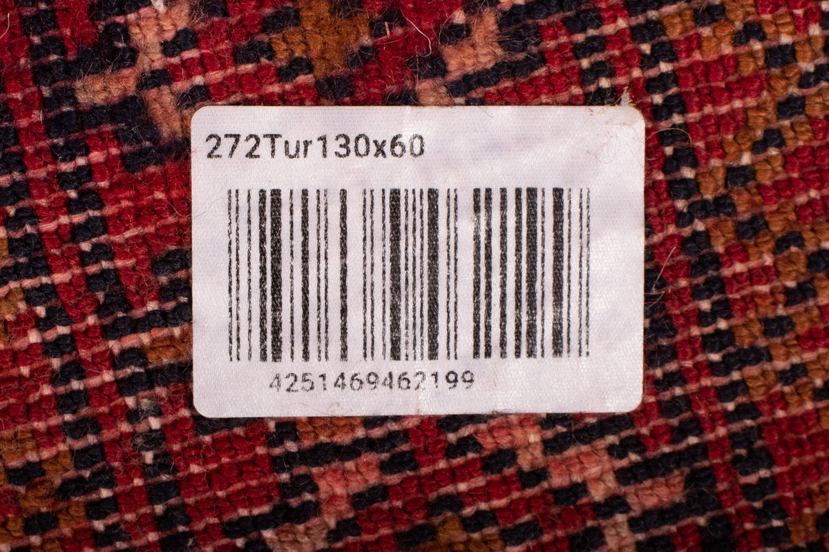 Turkaman Rug - 130 x 60 cm - dark red