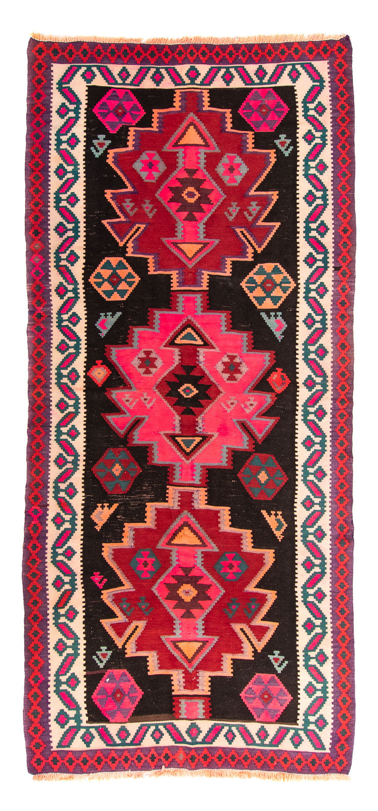 Runner Kelim Rug - Old - 320 x 145 cm - multicolored
