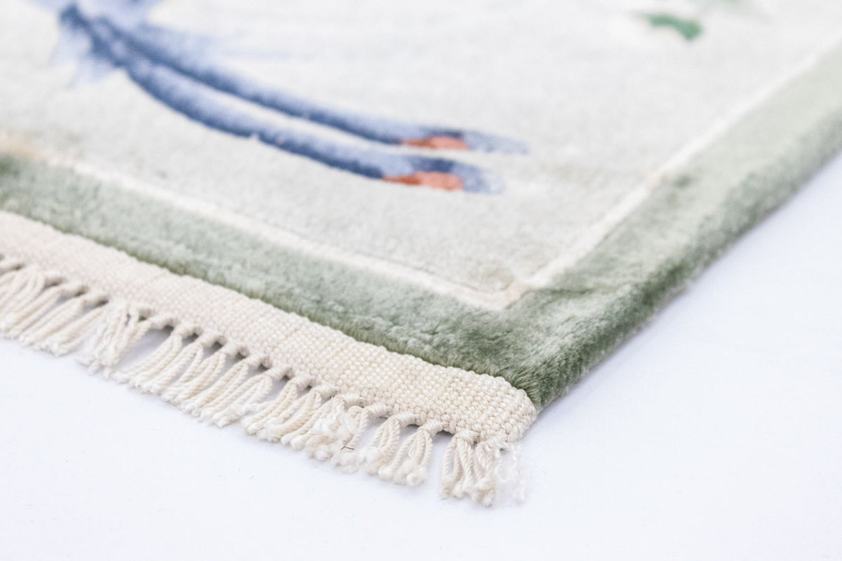 Silk Rug - Chinese Silk square  - 31 x 31 cm - multicolored