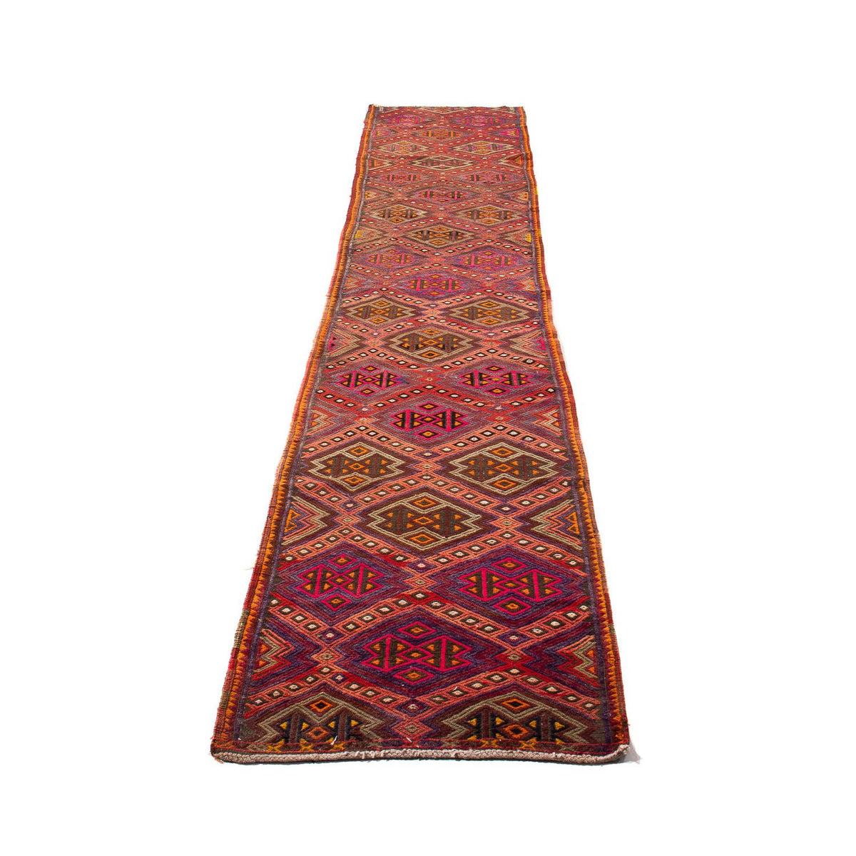 Runner Kelim Rug - Old - 380 x 70 cm - multicolored