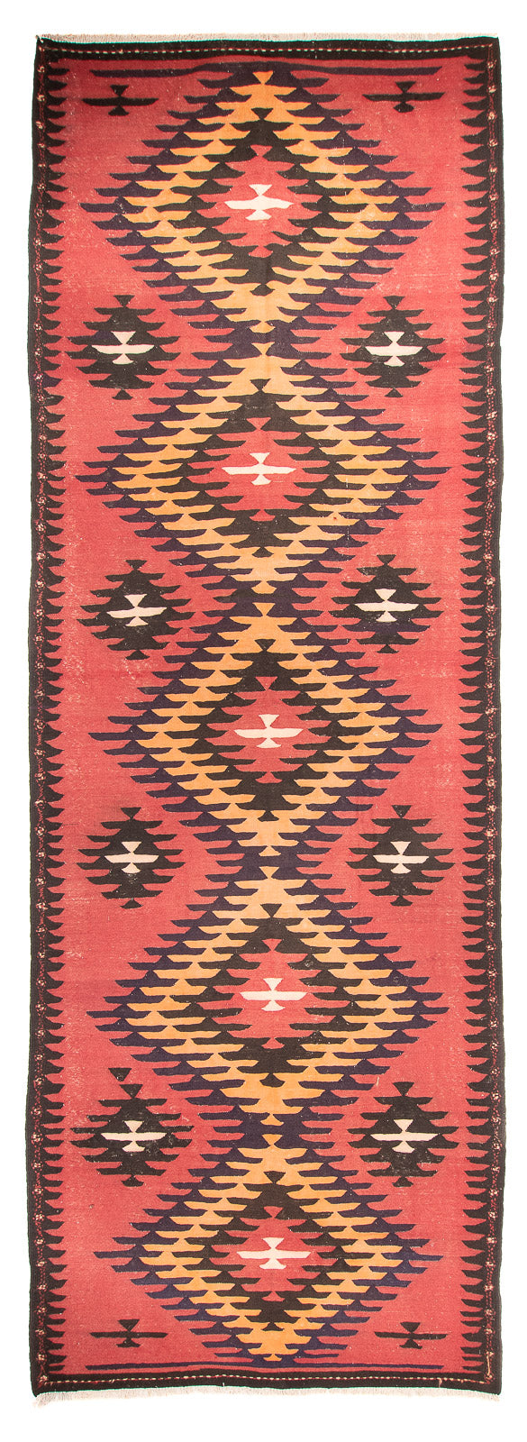 Runner Kelim Rug - Old - 435 x 150 cm - light red