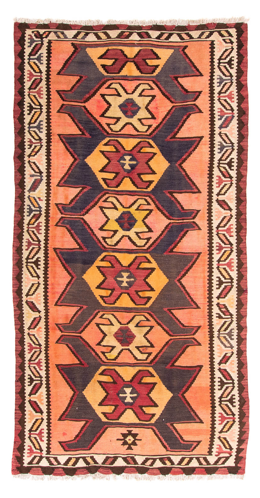 Runner Kelim Rug - Old - 265 x 140 cm - multicolored