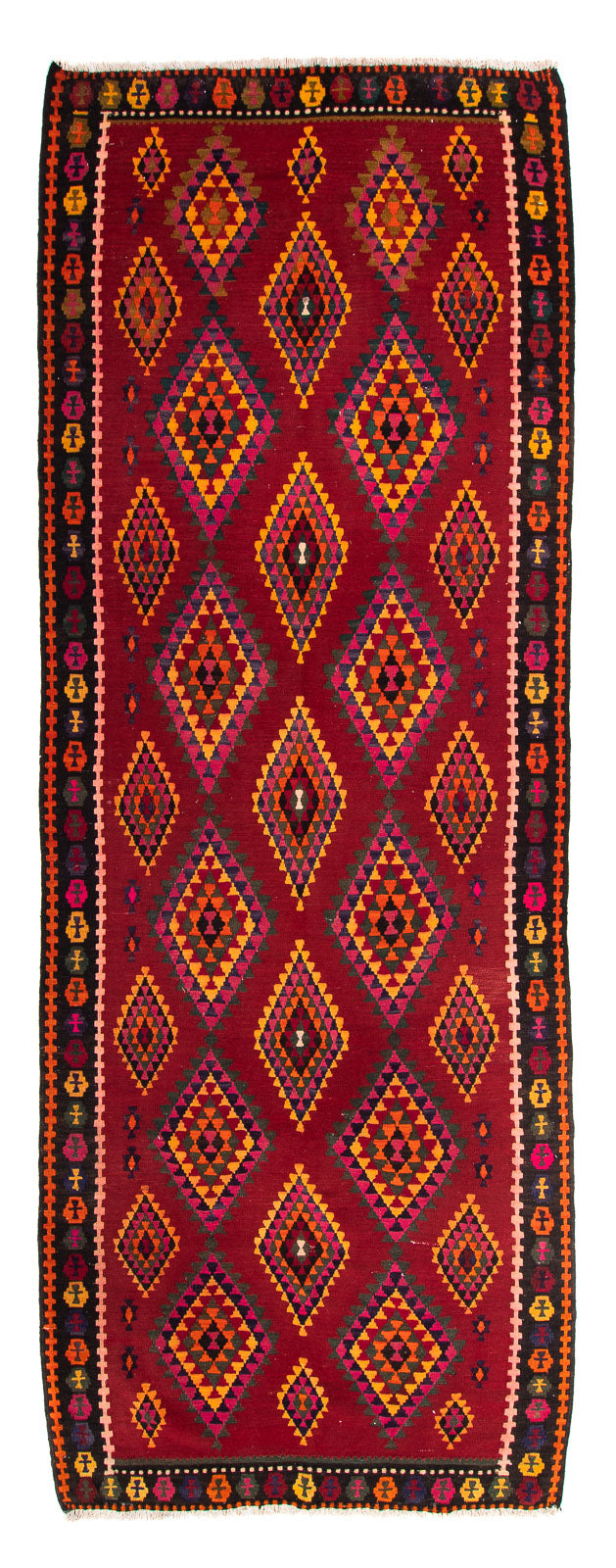 Runner Kelim Rug - Old - 380 x 144 cm - multicolored