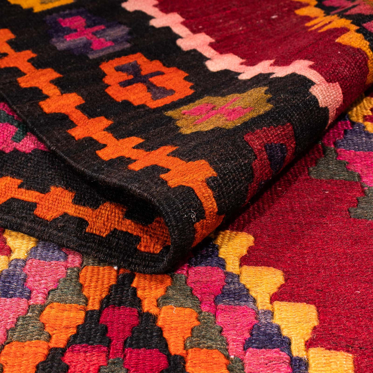 Runner Kelim Rug - Old - 380 x 144 cm - multicolored