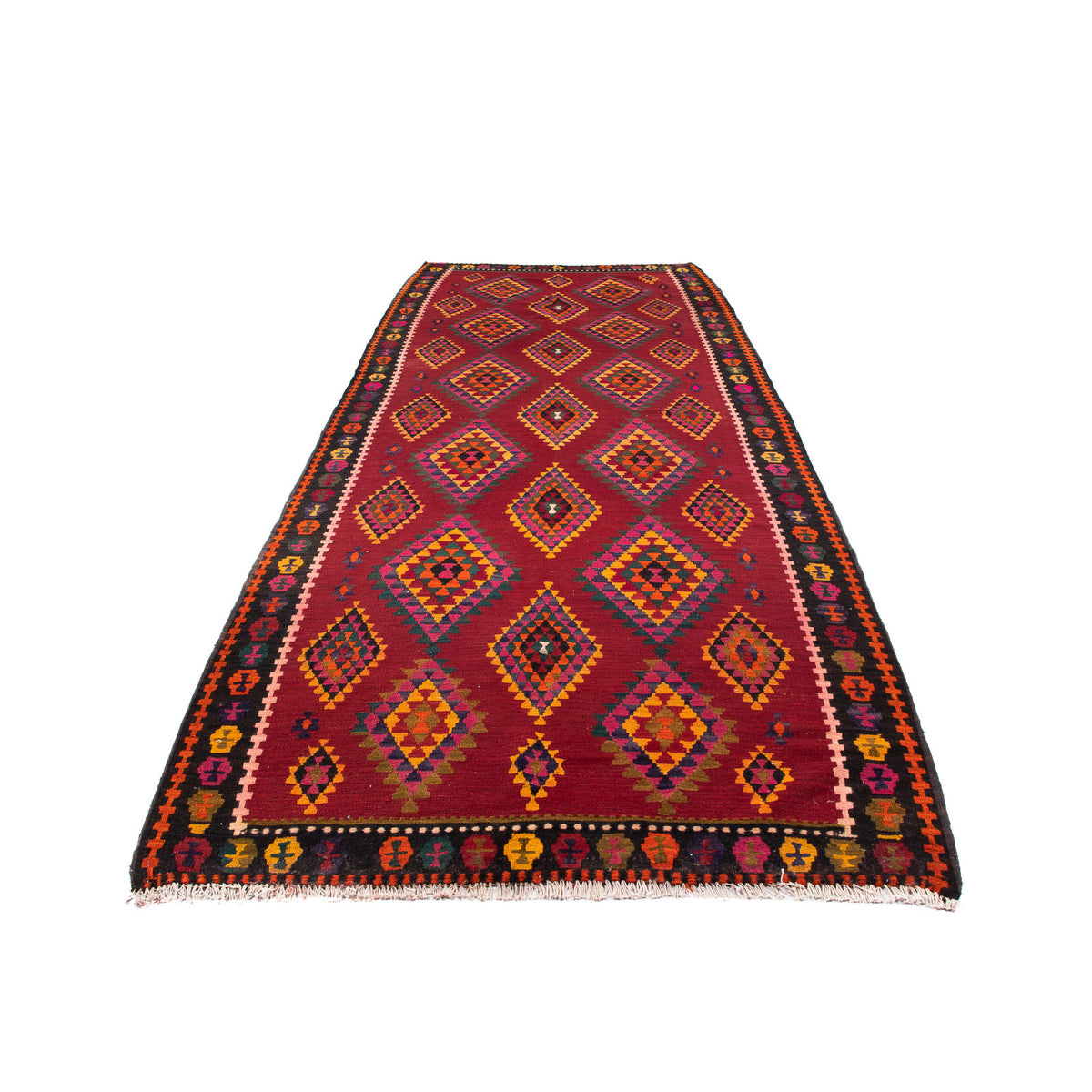 Runner Kelim Rug - Old - 380 x 144 cm - multicolored