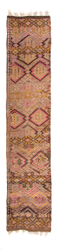 Runner Kelim Rug - Old - 356 x 152 cm - multicolored