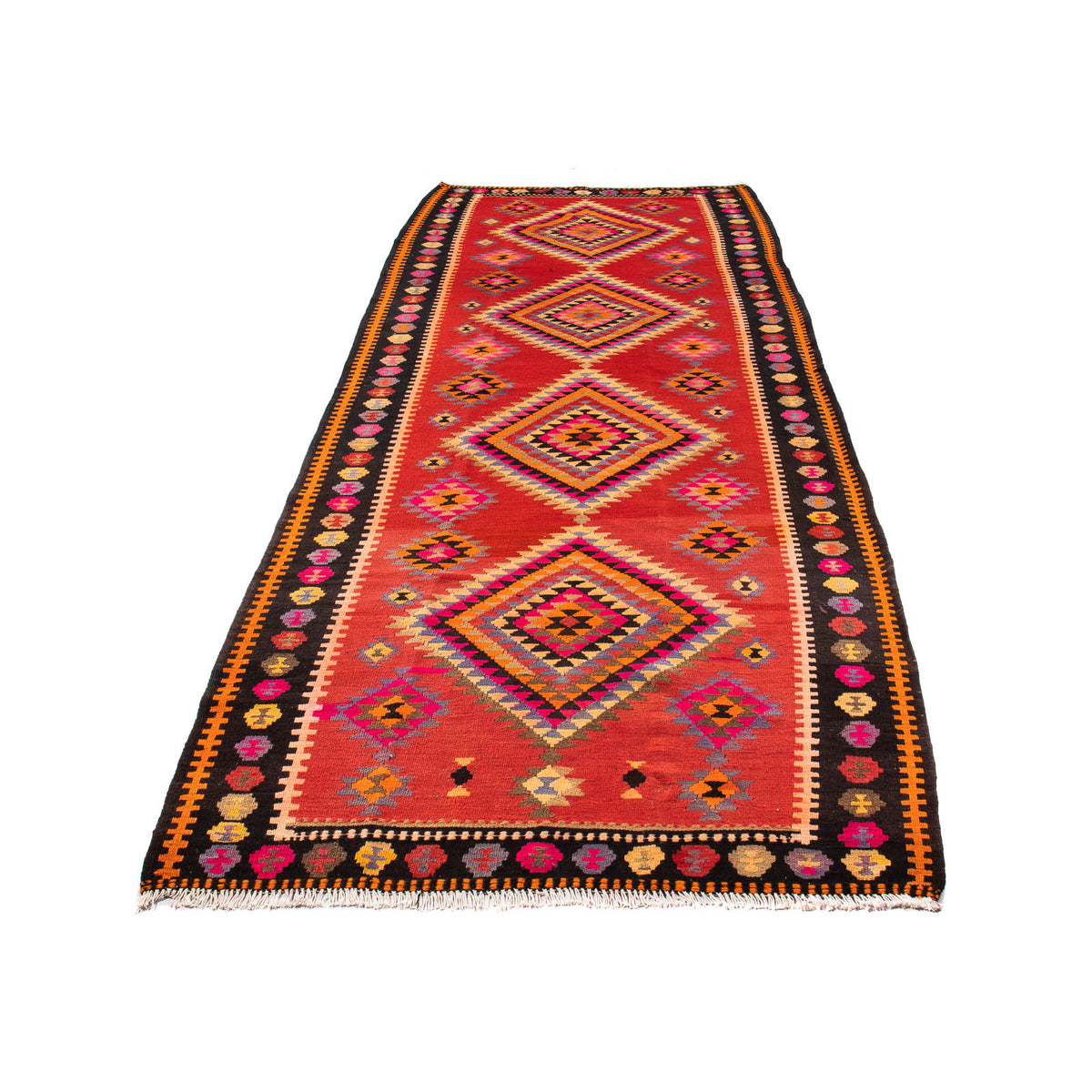 Runner Kelim Rug - Old - 400 x 155 cm - multicolored