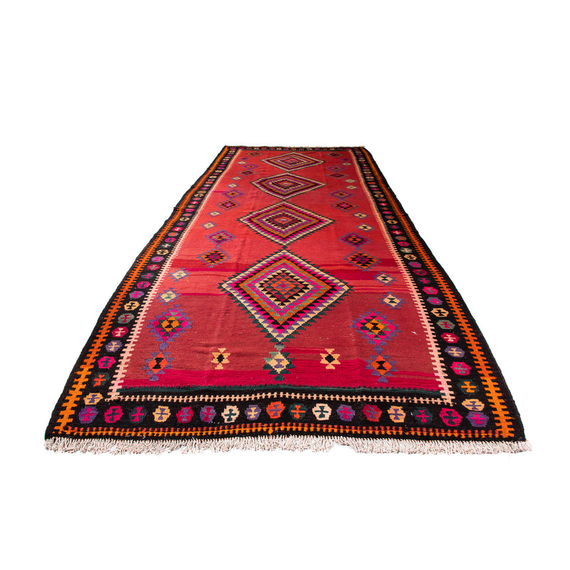 Runner Kelim Rug - Old - 390 x 155 cm - multicolored